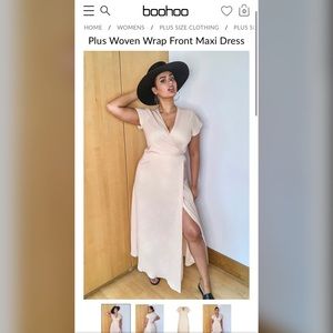 Boohoo Plus Woven Wrap Front Maxi Dress tan 16